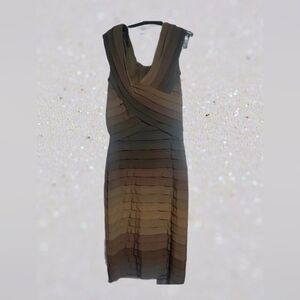 Cache Asymmetrical Black and Brown Dress WITH ANTRHOPOLOGIE HEADBAND